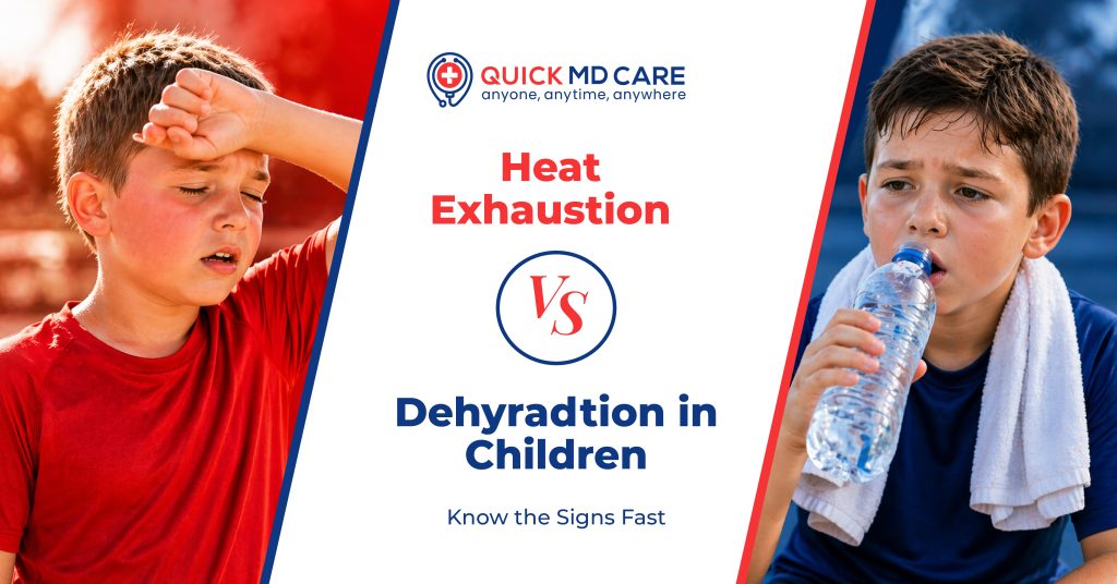 heat exhaustion vs dehydration in children